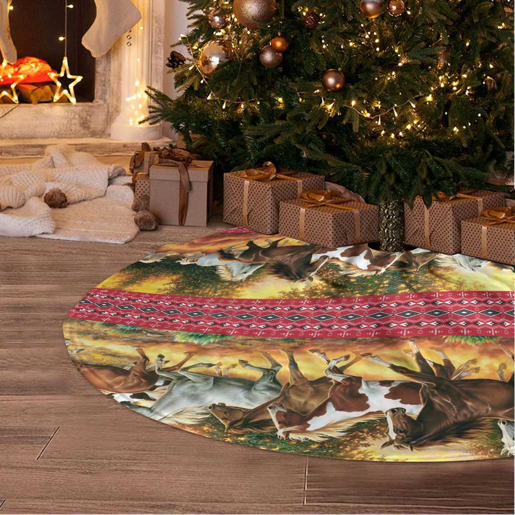 Horse Native American Pattern Christmas Tree Skirt Xmas Holiday Patterns - Wonder Print Shop