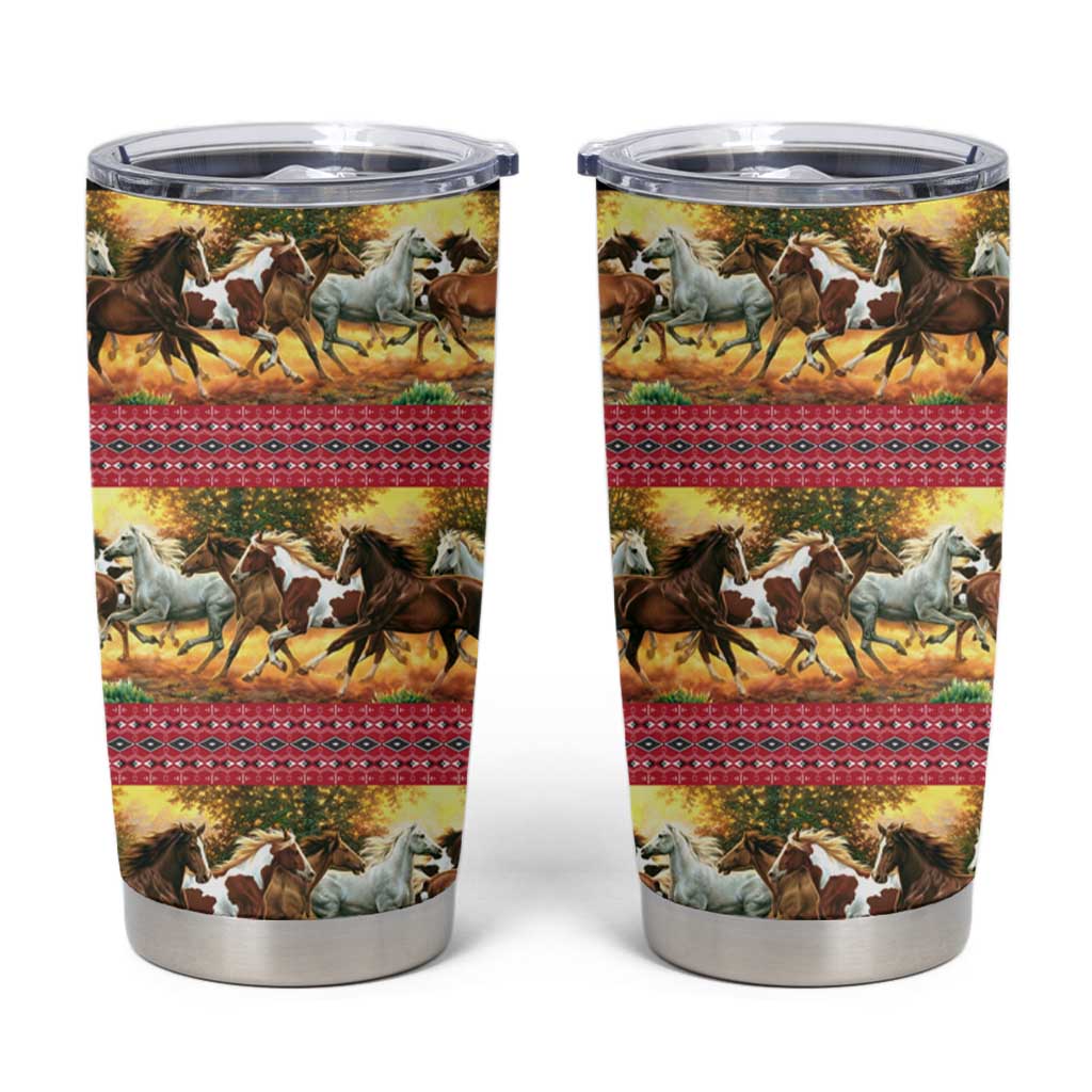 Horse Native American Pattern Christmas Christmas Tumbler Cup Xmas Holiday Patterns - Wonder Print Shop