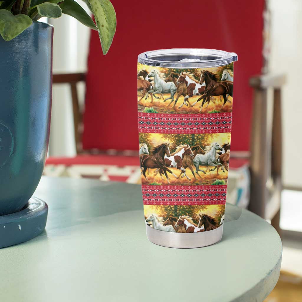 Horse Native American Pattern Christmas Christmas Tumbler Cup Xmas Holiday Patterns - Wonder Print Shop