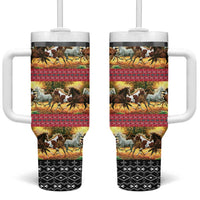 Horse Native American Pattern Christmas Christmas Tumbler With Handle Xmas Holiday Patterns - Wonder Print Shop