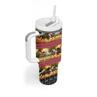 Horse Native American Pattern Christmas Christmas Tumbler With Handle Xmas Holiday Patterns - Wonder Print Shop