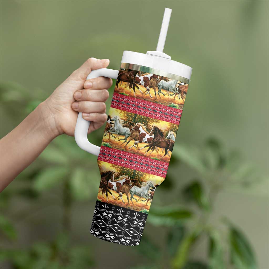 Horse Native American Pattern Christmas Christmas Tumbler With Handle Xmas Holiday Patterns - Wonder Print Shop