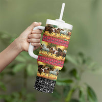 Horse Native American Pattern Christmas Christmas Tumbler With Handle Xmas Holiday Patterns - Wonder Print Shop