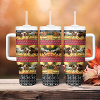 Horse Native American Pattern Christmas Christmas Tumbler With Handle Xmas Holiday Patterns - Wonder Print Shop