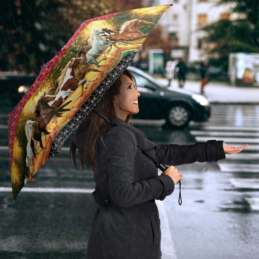 Horse Native American Pattern Christmas Christmas Umbrella Xmas Holiday Patterns - Wonder Print Shop