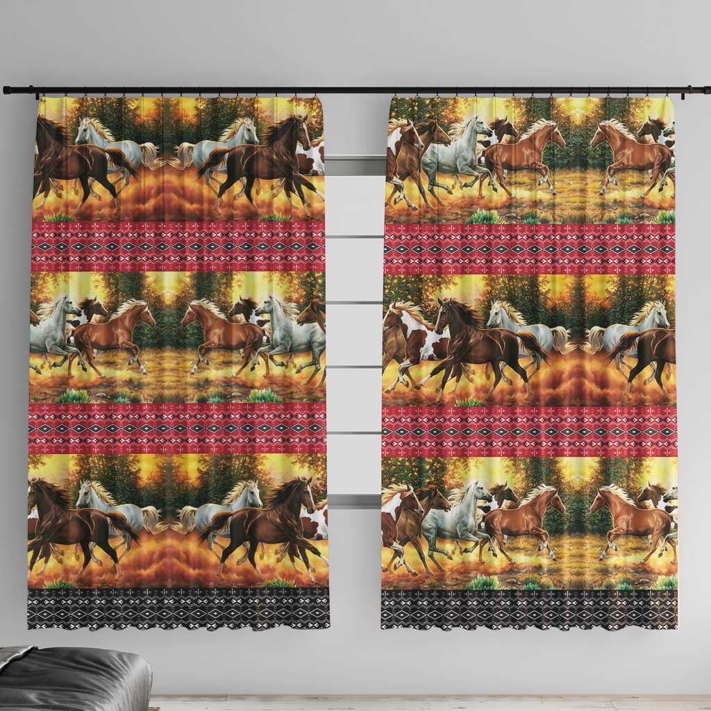Horse Native American Pattern Christmas Christmas Window Curtain Xmas Holiday Patterns - Wonder Print Shop