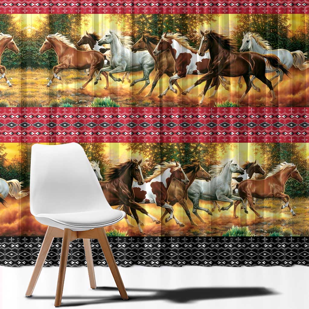 Horse Native American Pattern Christmas Christmas Window Curtain Xmas Holiday Patterns - Wonder Print Shop