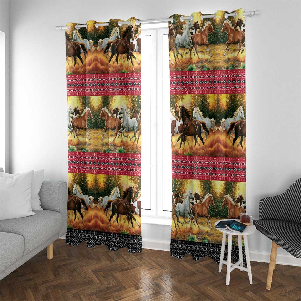 Horse Native American Pattern Christmas Christmas Window Curtain Xmas Holiday Patterns - Wonder Print Shop