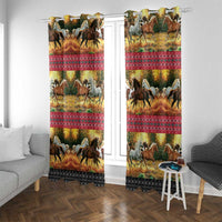 Horse Native American Pattern Christmas Christmas Window Curtain Xmas Holiday Patterns - Wonder Print Shop