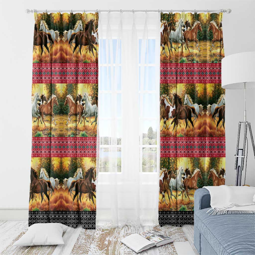 Horse Native American Pattern Christmas Christmas Window Curtain Xmas Holiday Patterns - Wonder Print Shop