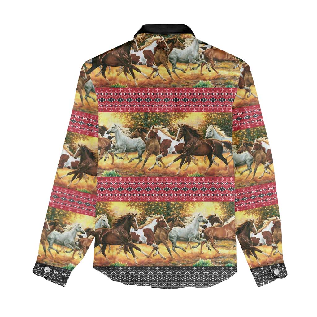 Horse Native American Pattern Christmas Christmas Women Casual Shirt Xmas Holiday Patterns - Wonder Print Shop
