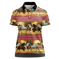 Horse Native American Pattern Christmas Christmas Women Polo Shirt Xmas Holiday Patterns - Wonder Print Shop