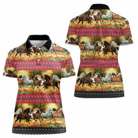 Horse Native American Pattern Christmas Christmas Women Polo Shirt Xmas Holiday Patterns - Wonder Print Shop