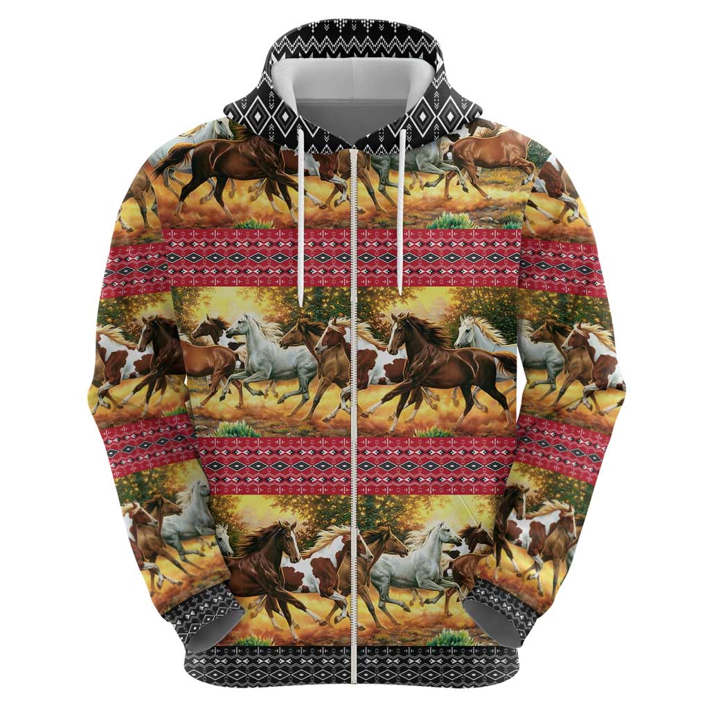 Horse Native American Pattern Christmas Christmas Zip Hoodie Xmas Holiday Patterns - Wonder Print Shop