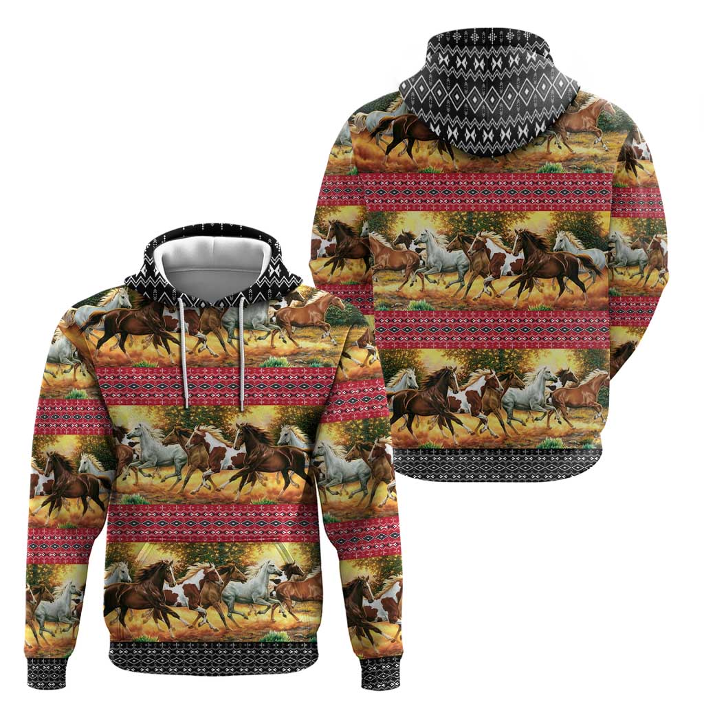 Horse Native American Pattern Christmas Christmas Zip Hoodie Xmas Holiday Patterns - Wonder Print Shop