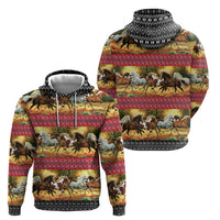 Horse Native American Pattern Christmas Christmas Zip Hoodie Xmas Holiday Patterns - Wonder Print Shop