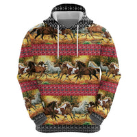 Horse Native American Pattern Christmas Christmas Zip Hoodie Xmas Holiday Patterns - Wonder Print Shop