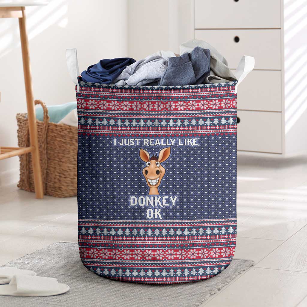 I Just Really Like Donkey Christmas Christmas Laundry Basket Xmas Holiday Patterns - Wonder Print Shop