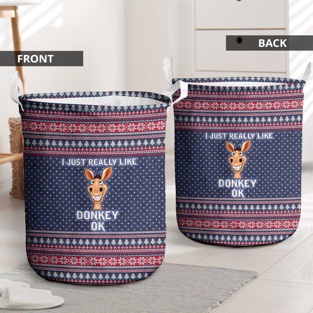 I Just Really Like Donkey Christmas Christmas Laundry Basket Xmas Holiday Patterns - Wonder Print Shop