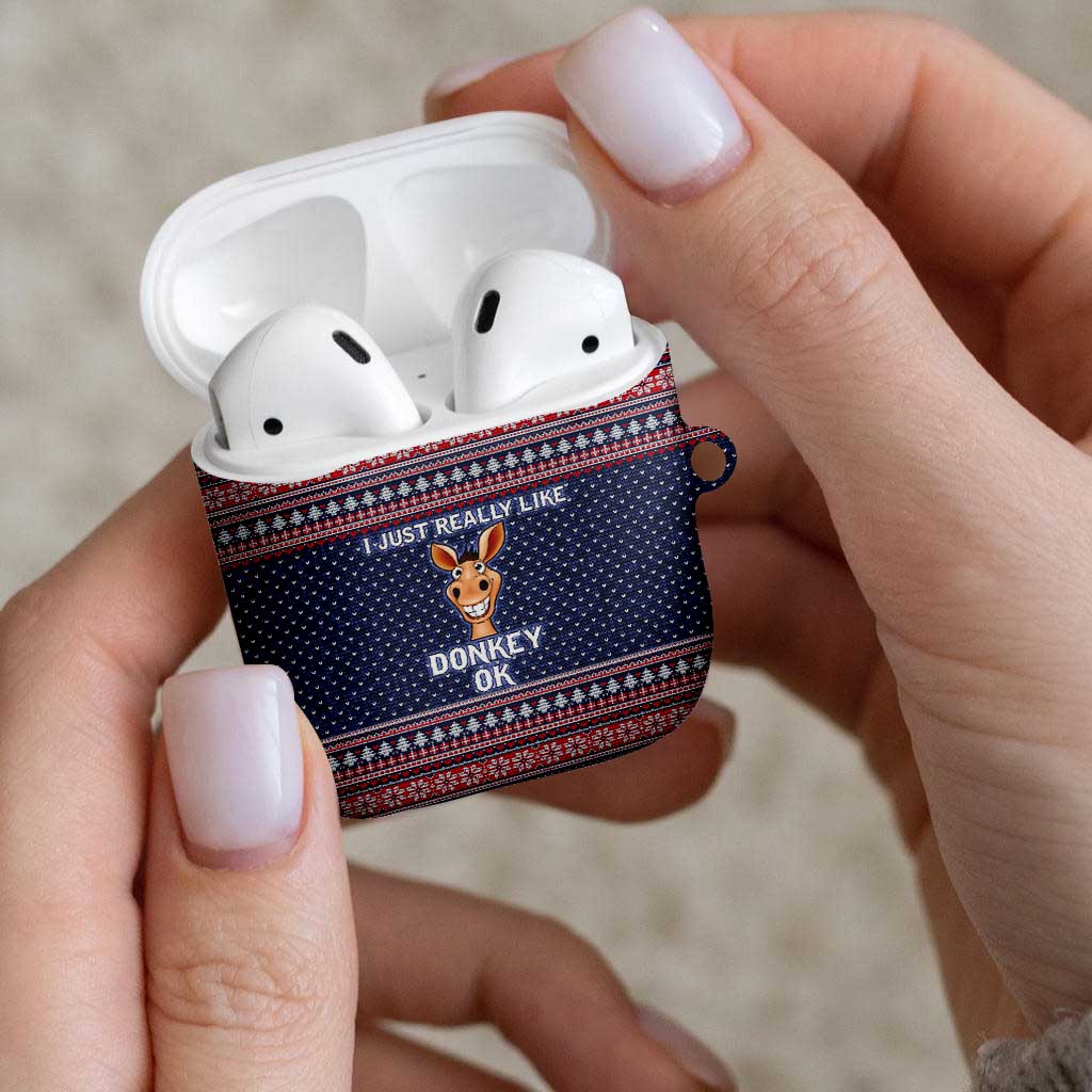 I Just Really Like Donkey Christmas Christmas AirPods Case Xmas Holiday Patterns - Wonder Print Shop