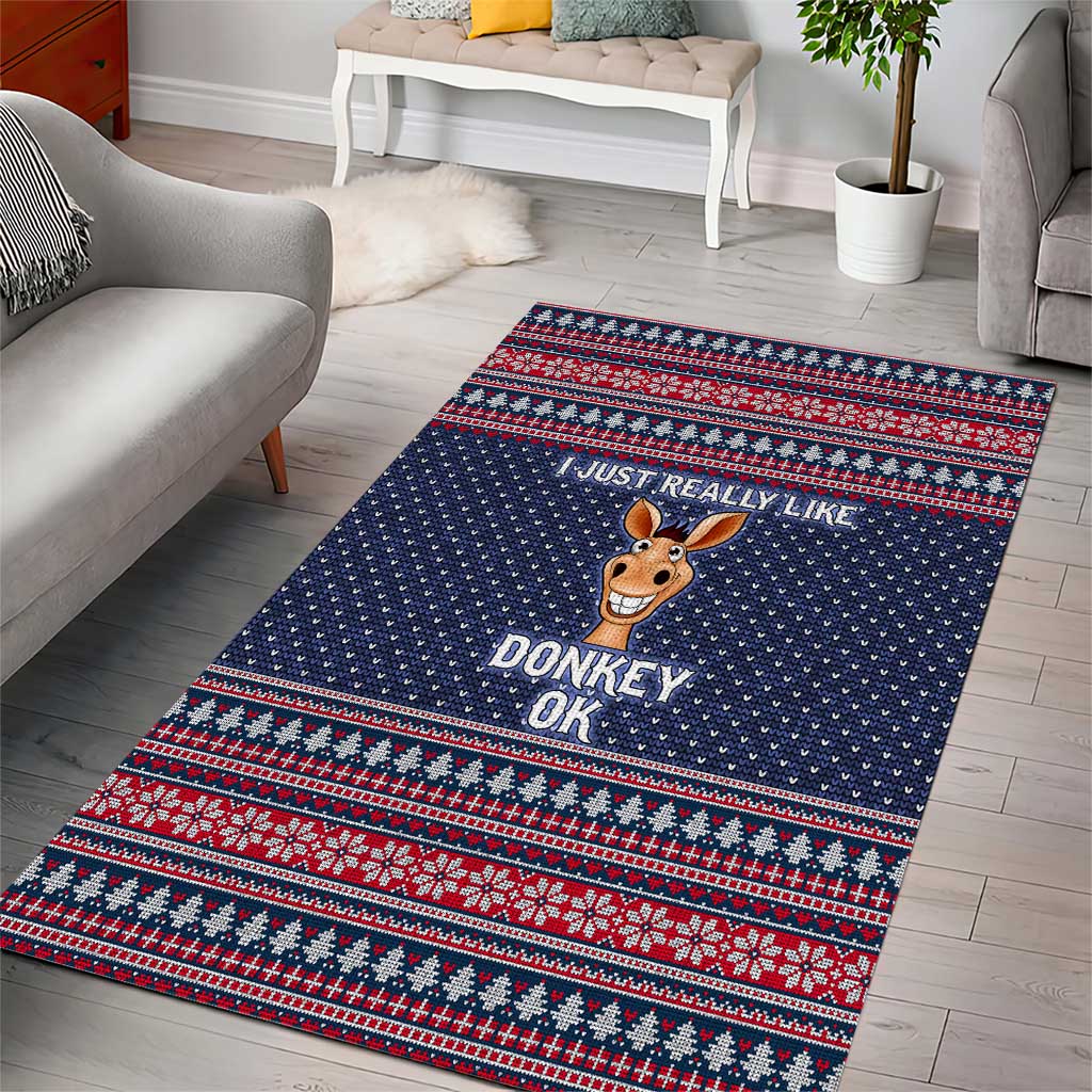 I Just Really Like Donkey Christmas Christmas Area Rug Xmas Holiday Patterns - Wonder Print Shop