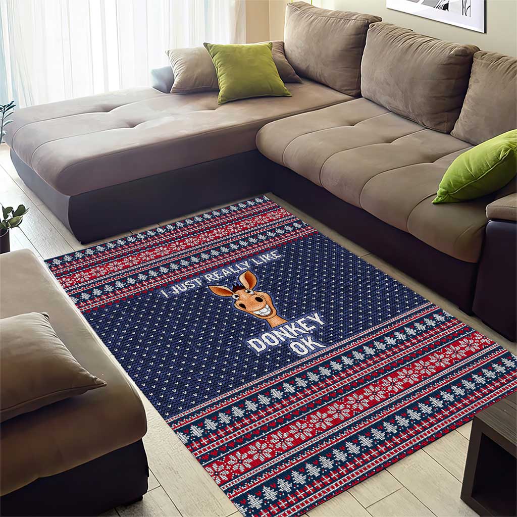 I Just Really Like Donkey Christmas Christmas Area Rug Xmas Holiday Patterns - Wonder Print Shop