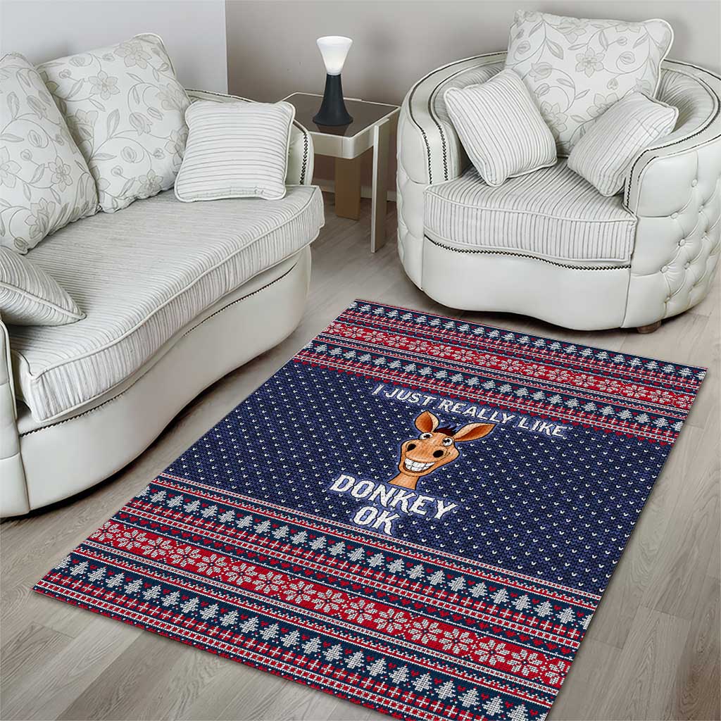 I Just Really Like Donkey Christmas Christmas Area Rug Xmas Holiday Patterns - Wonder Print Shop