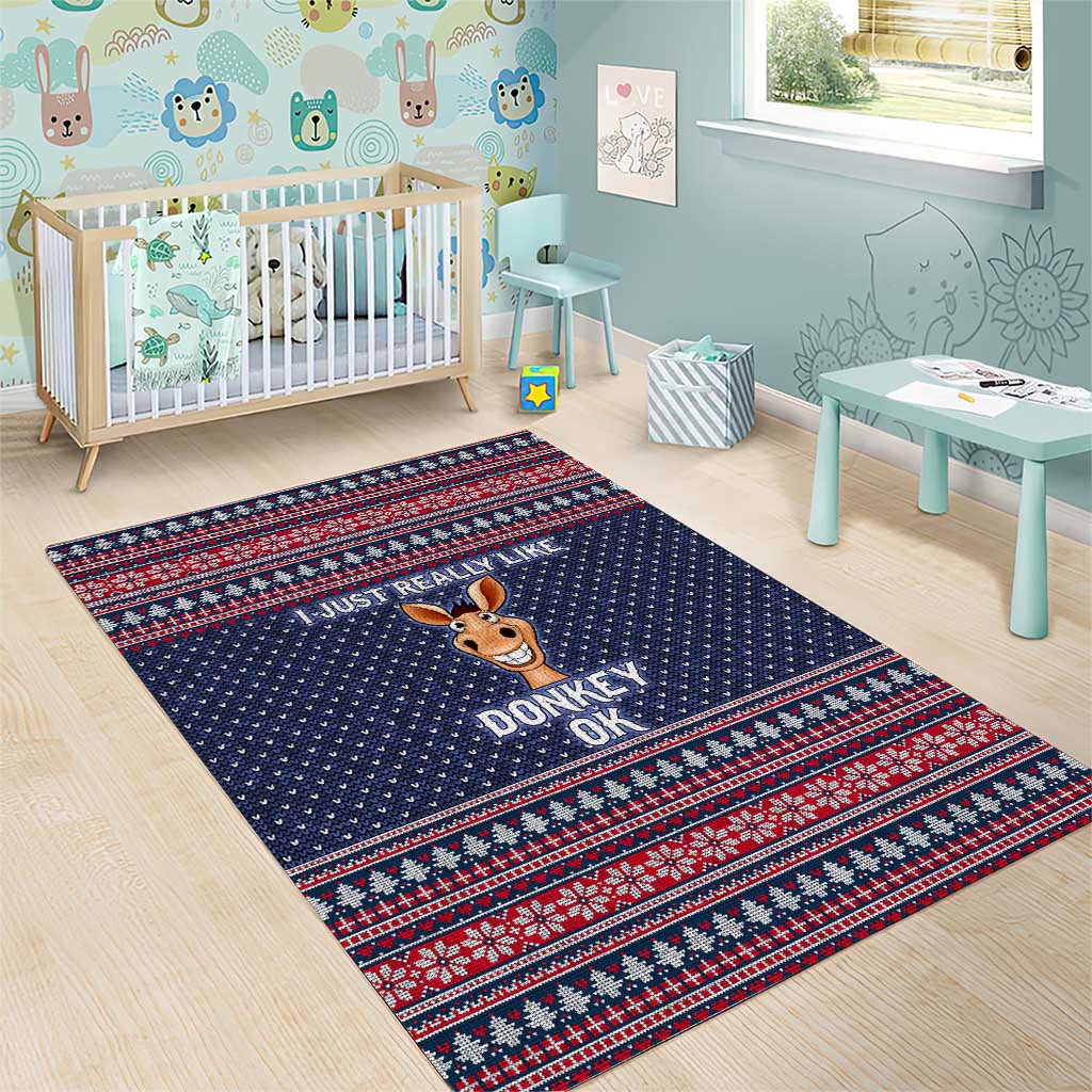 I Just Really Like Donkey Christmas Christmas Area Rug Xmas Holiday Patterns - Wonder Print Shop