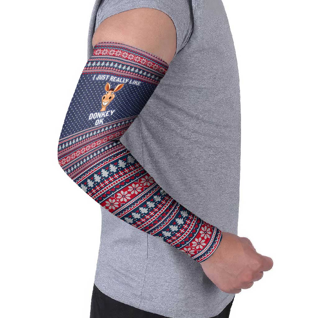 I Just Really Like Donkey Christmas Christmas Arm Sleeves Xmas Holiday Patterns - Wonder Print Shop