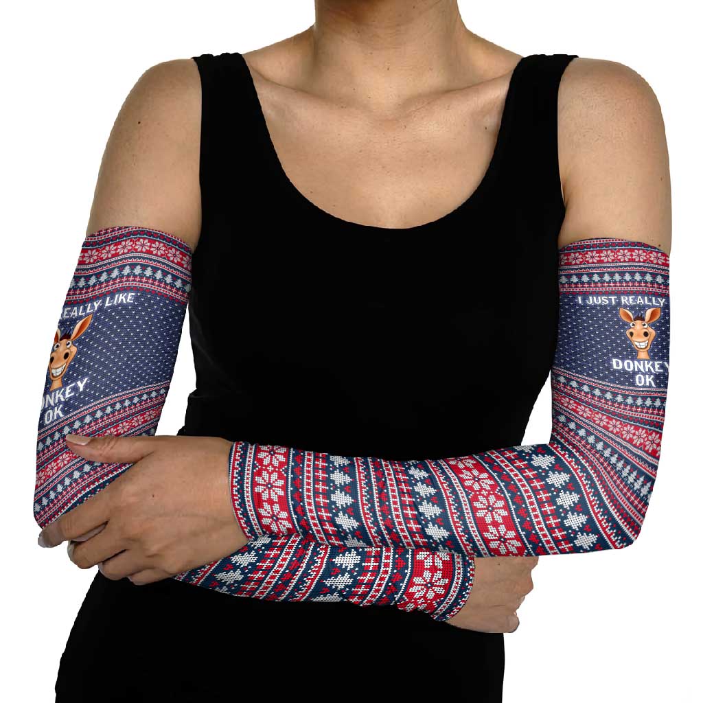 I Just Really Like Donkey Christmas Christmas Arm Sleeves Xmas Holiday Patterns - Wonder Print Shop