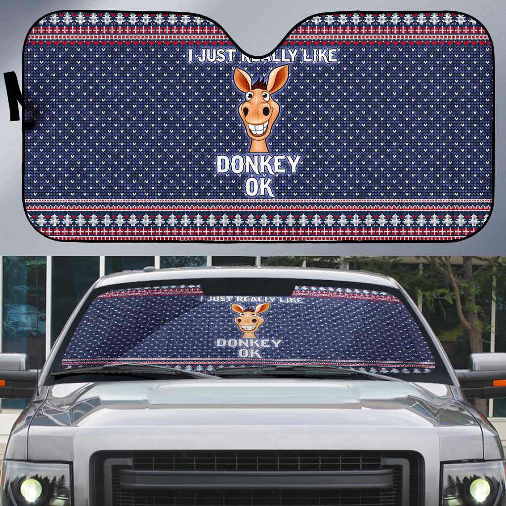 I Just Really Like Donkey Christmas Christmas Auto Sun Shade Xmas Holiday Patterns - Wonder Print Shop