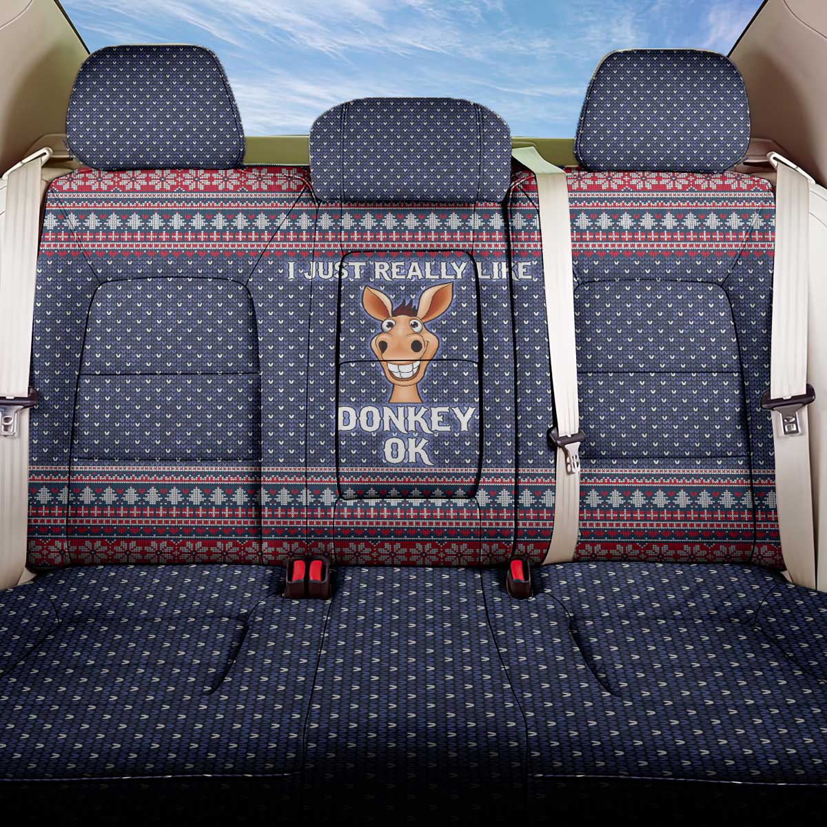 I Just Really Like Donkey Christmas Christmas Back Car Seat Cover Xmas Holiday Patterns - Wonder Print Shop