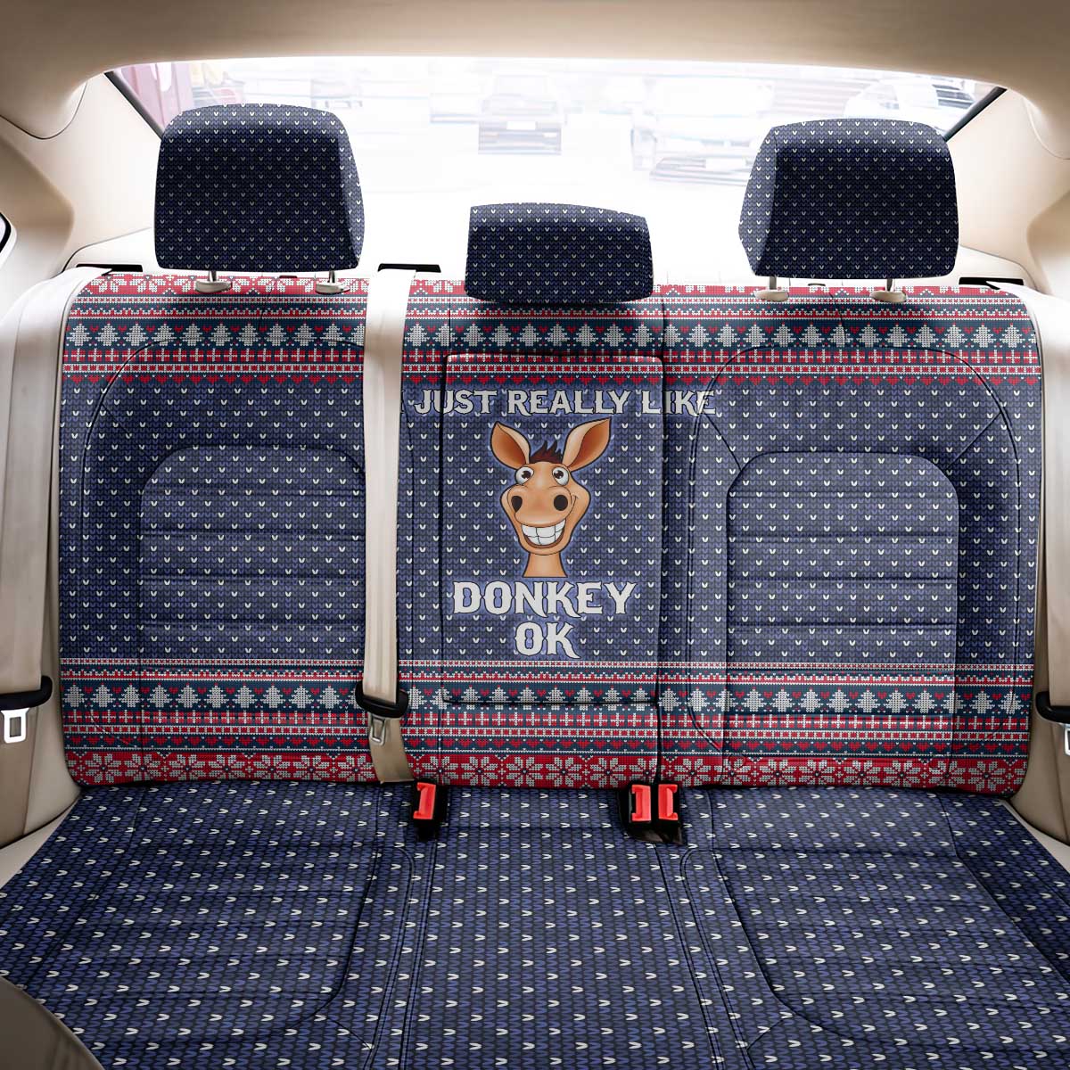 I Just Really Like Donkey Christmas Christmas Back Car Seat Cover Xmas Holiday Patterns - Wonder Print Shop