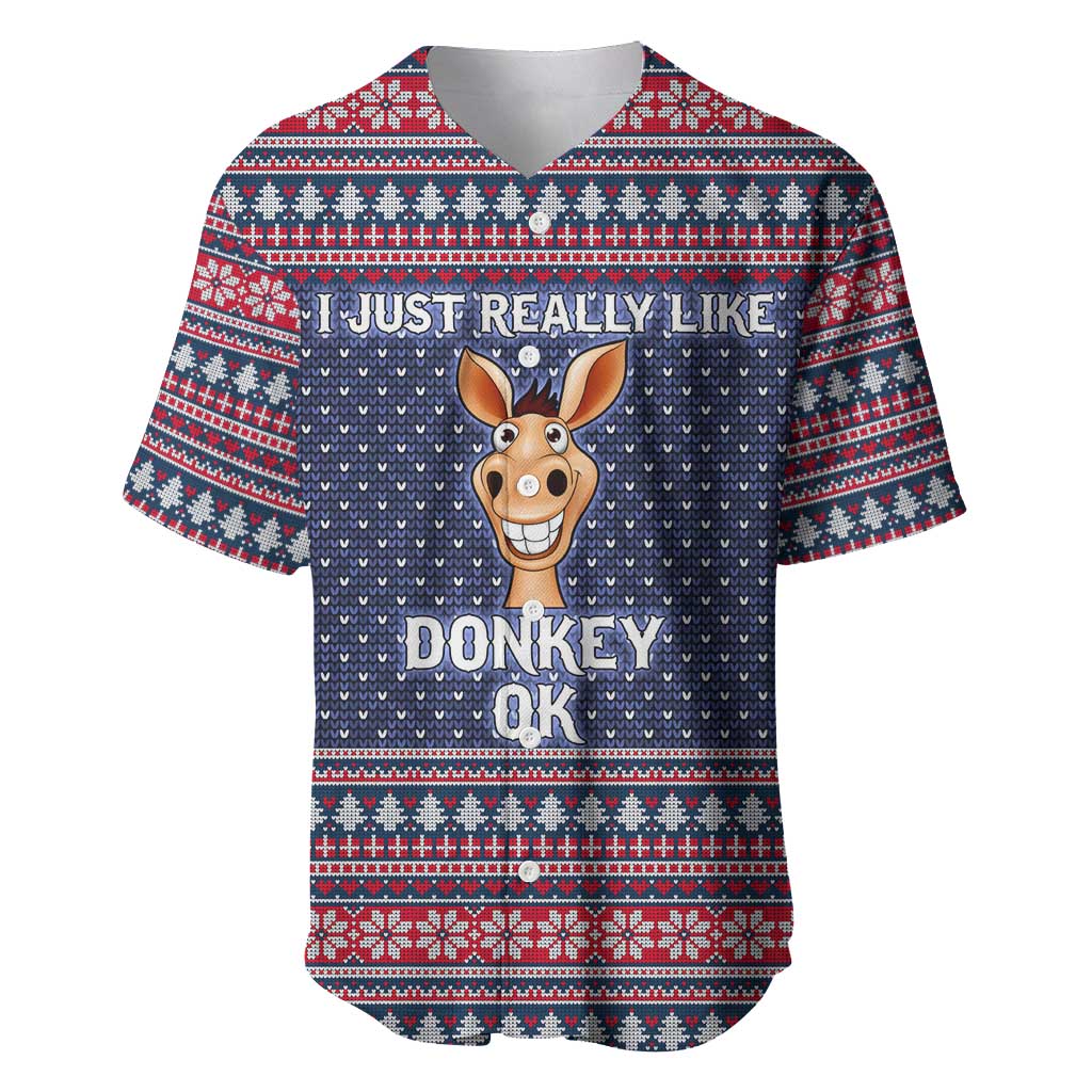 I Just Really Like Donkey Christmas Christmas Baseball Jersey Xmas Holiday Patterns - Wonder Print Shop
