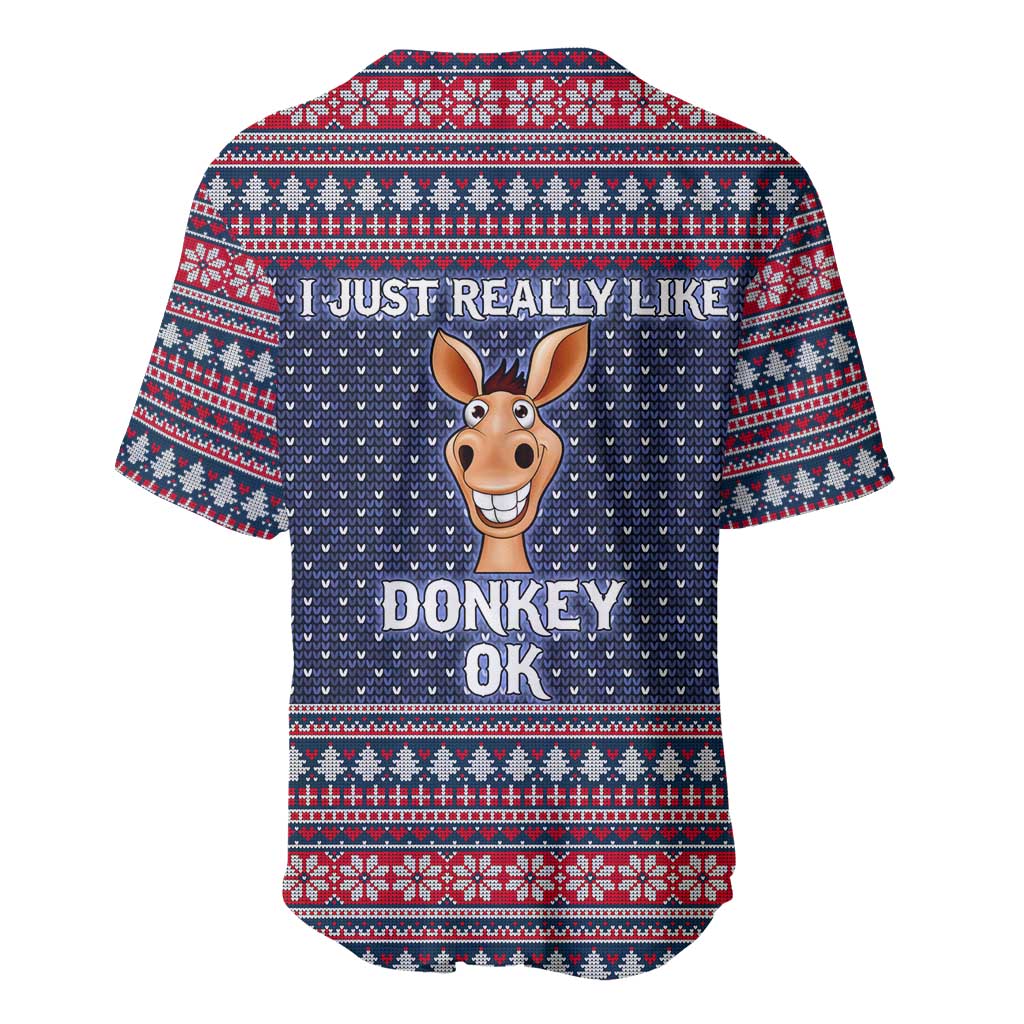 I Just Really Like Donkey Christmas Christmas Baseball Jersey Xmas Holiday Patterns - Wonder Print Shop