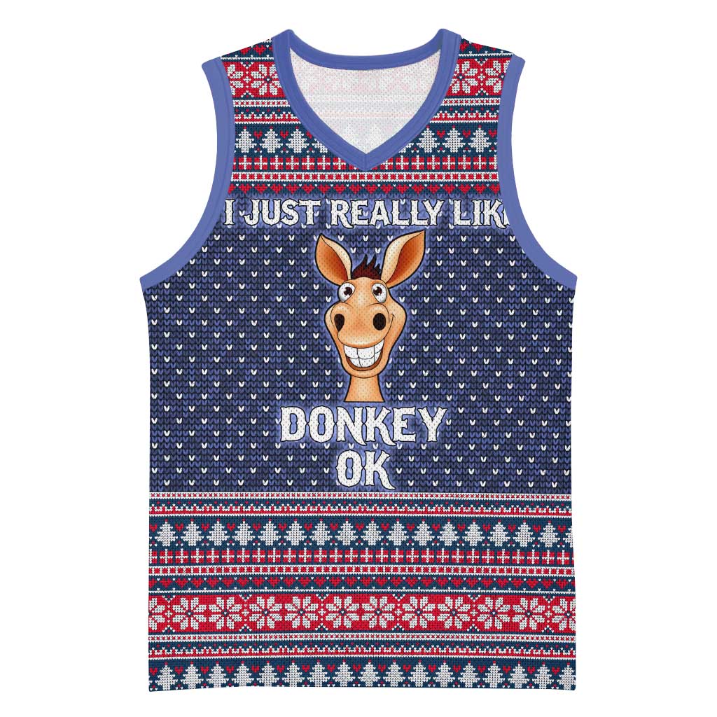 I Just Really Like Donkey Christmas Christmas Basketball Jersey Xmas Holiday Patterns - Wonder Print Shop