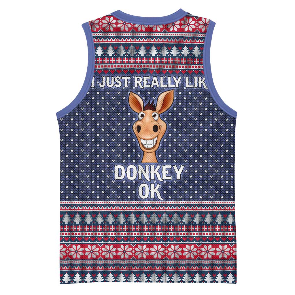 I Just Really Like Donkey Christmas Christmas Basketball Jersey Xmas Holiday Patterns - Wonder Print Shop