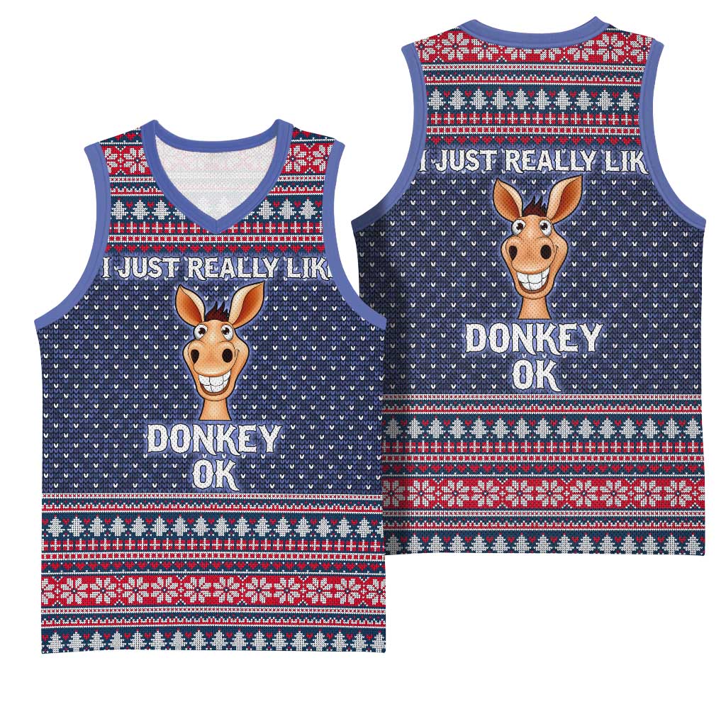 I Just Really Like Donkey Christmas Christmas Basketball Jersey Xmas Holiday Patterns - Wonder Print Shop