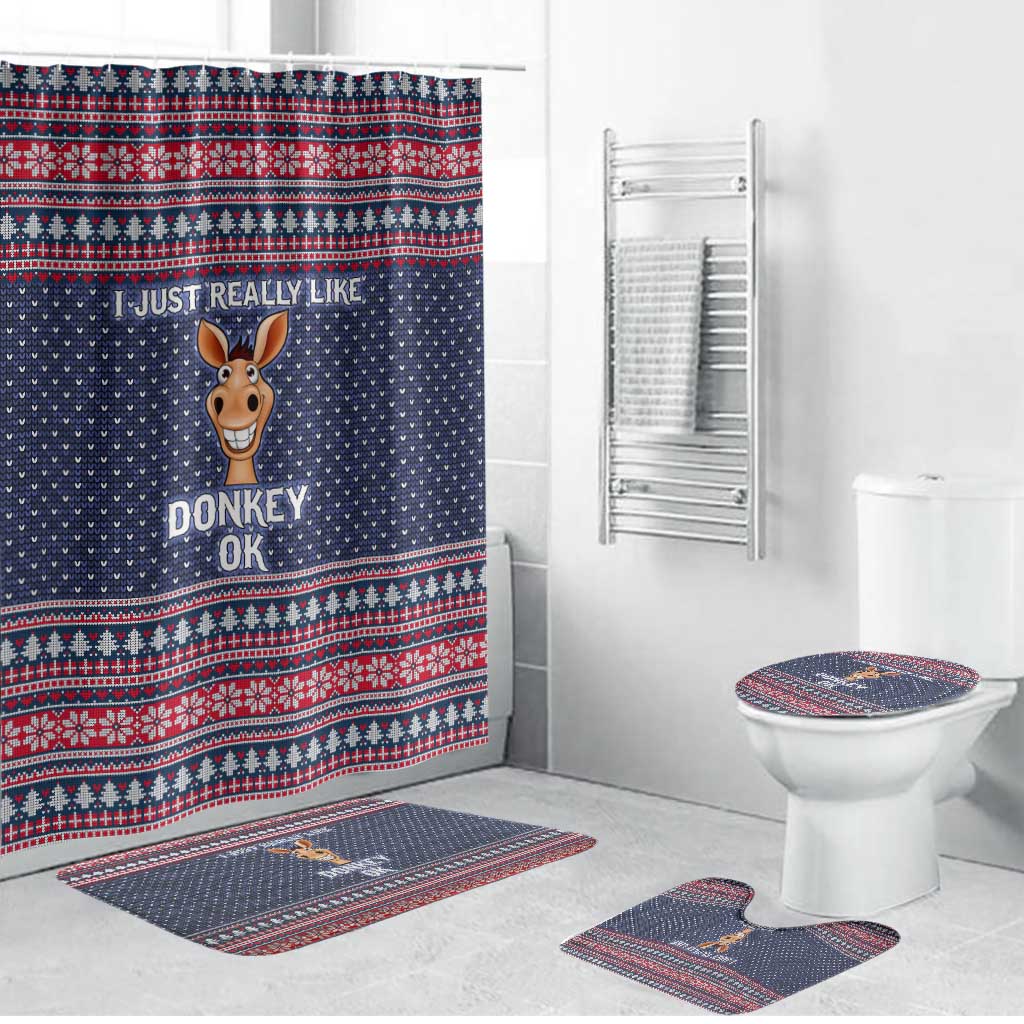 I Just Really Like Donkey Christmas Christmas Bathroom Set Xmas Holiday Patterns - Wonder Print Shop