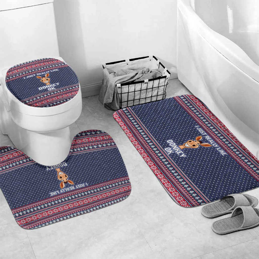 I Just Really Like Donkey Christmas Christmas Bathroom Set Xmas Holiday Patterns - Wonder Print Shop