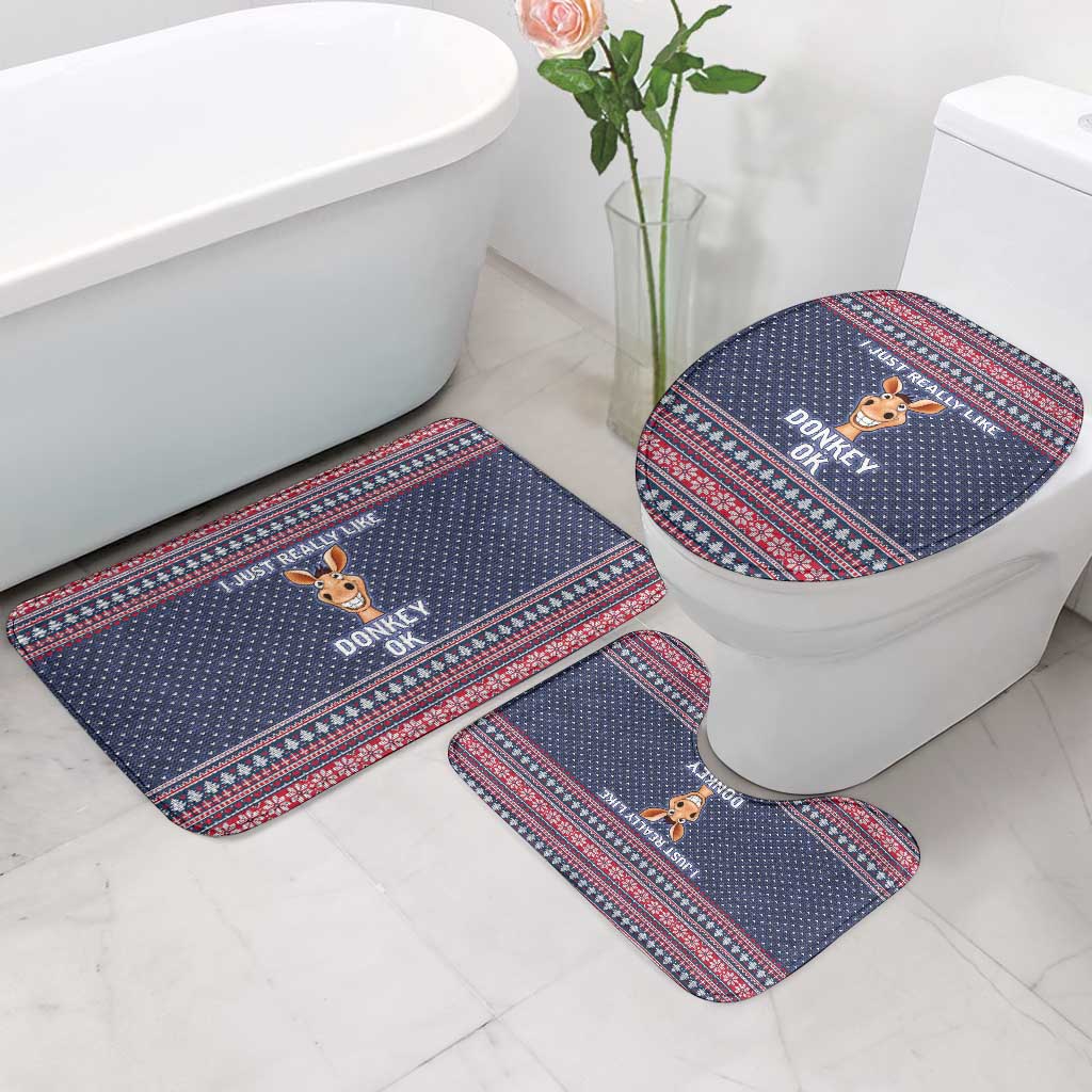 I Just Really Like Donkey Christmas Christmas Bathroom Set Xmas Holiday Patterns - Wonder Print Shop