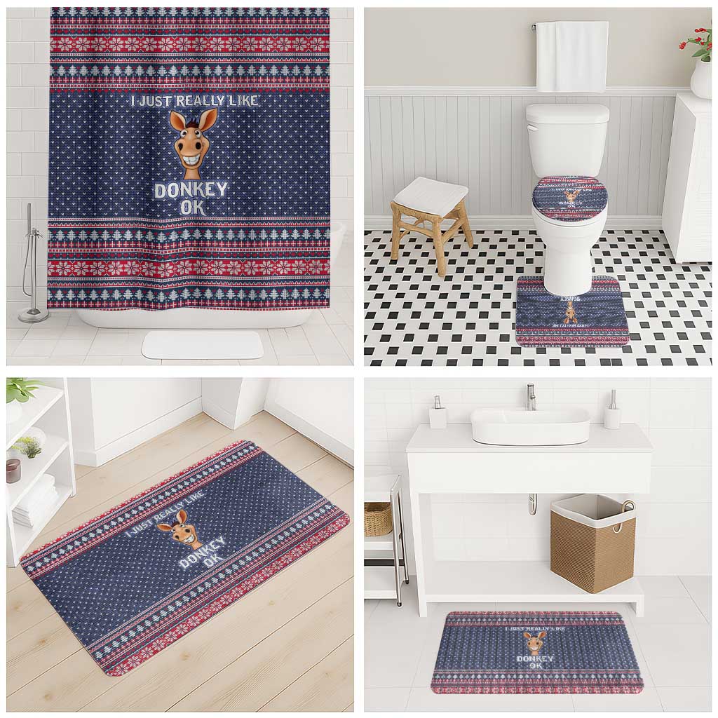 I Just Really Like Donkey Christmas Christmas Bathroom Set Xmas Holiday Patterns - Wonder Print Shop