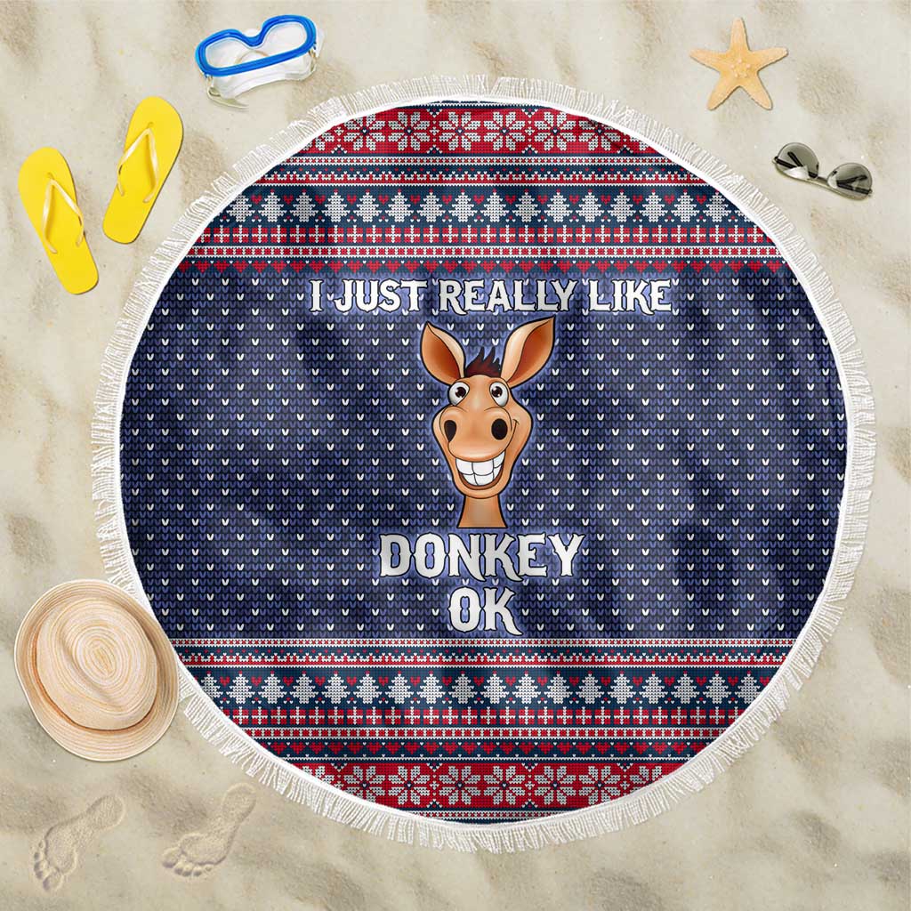 I Just Really Like Donkey Christmas Christmas Beach Blanket Xmas Holiday Patterns - Wonder Print Shop