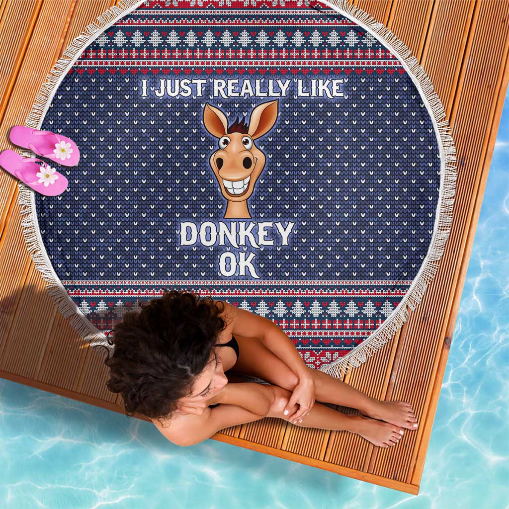 I Just Really Like Donkey Christmas Christmas Beach Blanket Xmas Holiday Patterns - Wonder Print Shop