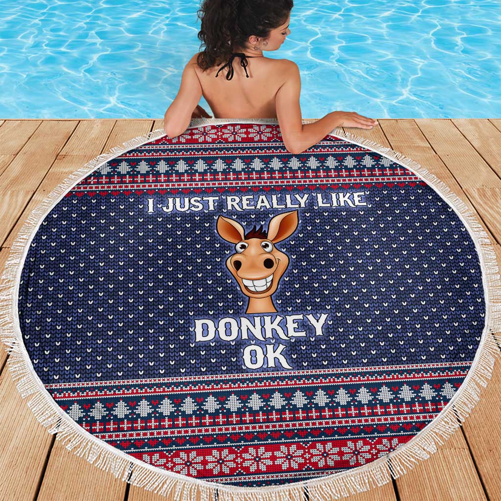 I Just Really Like Donkey Christmas Christmas Beach Blanket Xmas Holiday Patterns - Wonder Print Shop
