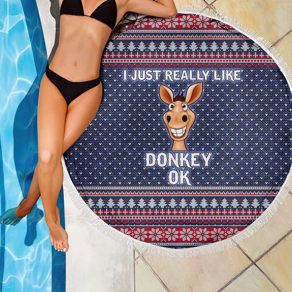 I Just Really Like Donkey Christmas Christmas Beach Blanket Xmas Holiday Patterns - Wonder Print Shop