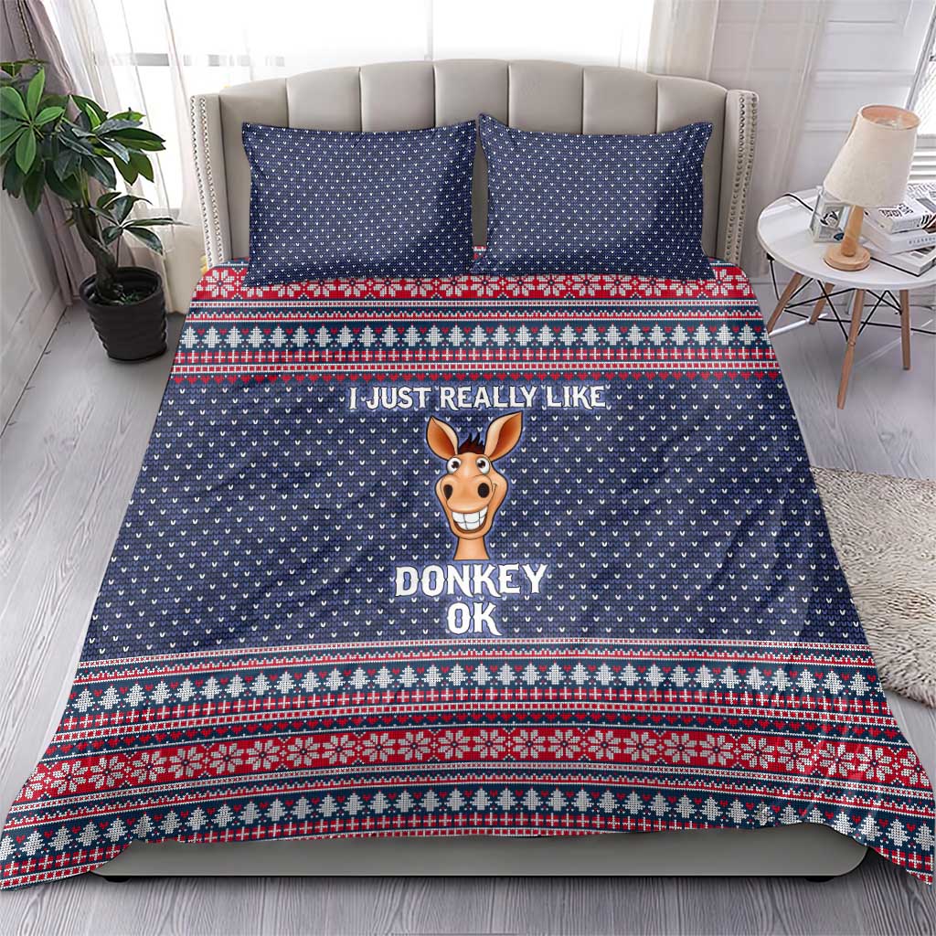 I Just Really Like Donkey Christmas Christmas Bedding Set Xmas Holiday Patterns - Wonder Print Shop