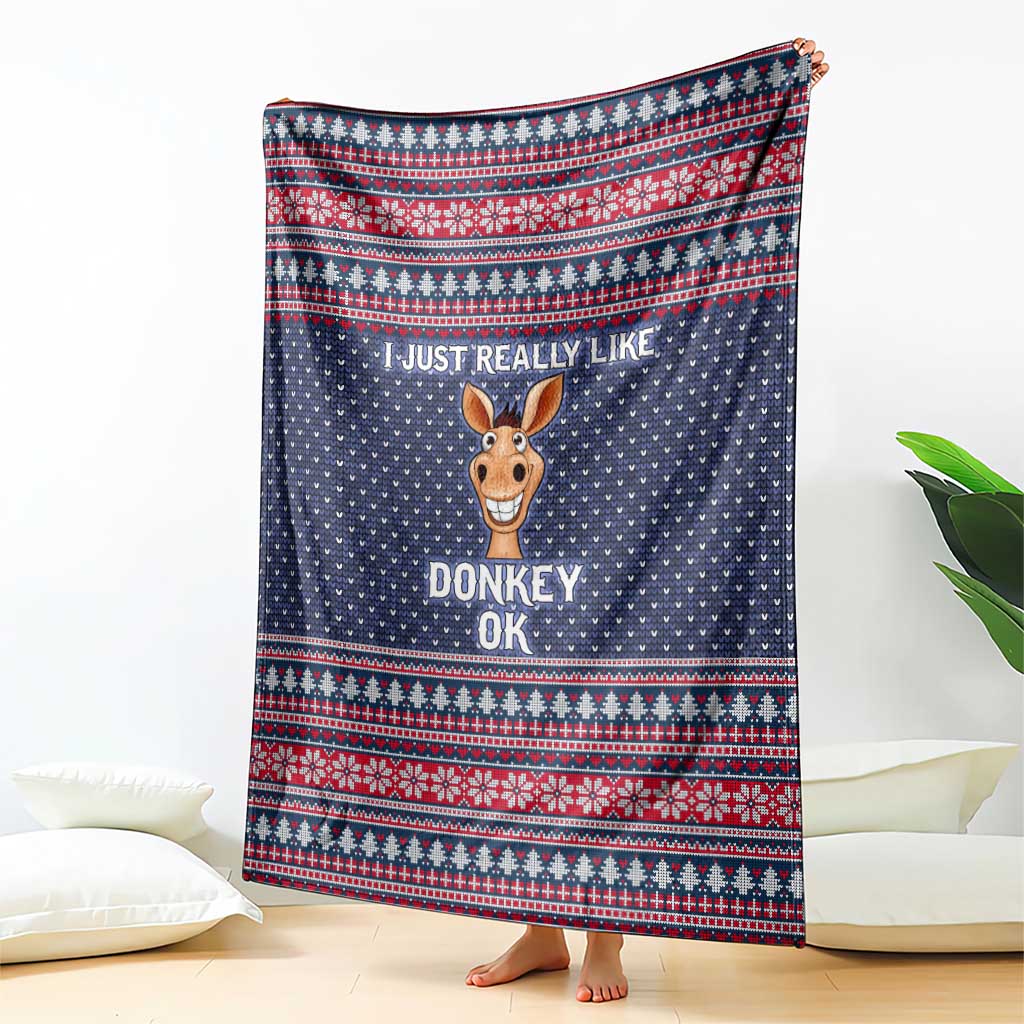 I Just Really Like Donkey Christmas Christmas Blanket Xmas Holiday Patterns - Wonder Print Shop