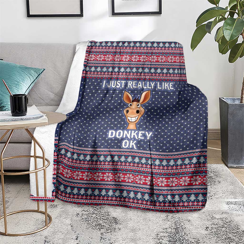 I Just Really Like Donkey Christmas Christmas Blanket Xmas Holiday Patterns - Wonder Print Shop