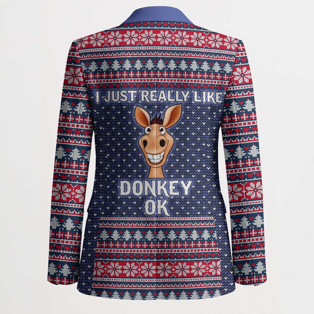 I Just Really Like Donkey Christmas Christmas Blazer Xmas Holiday Patterns - Wonder Print Shop